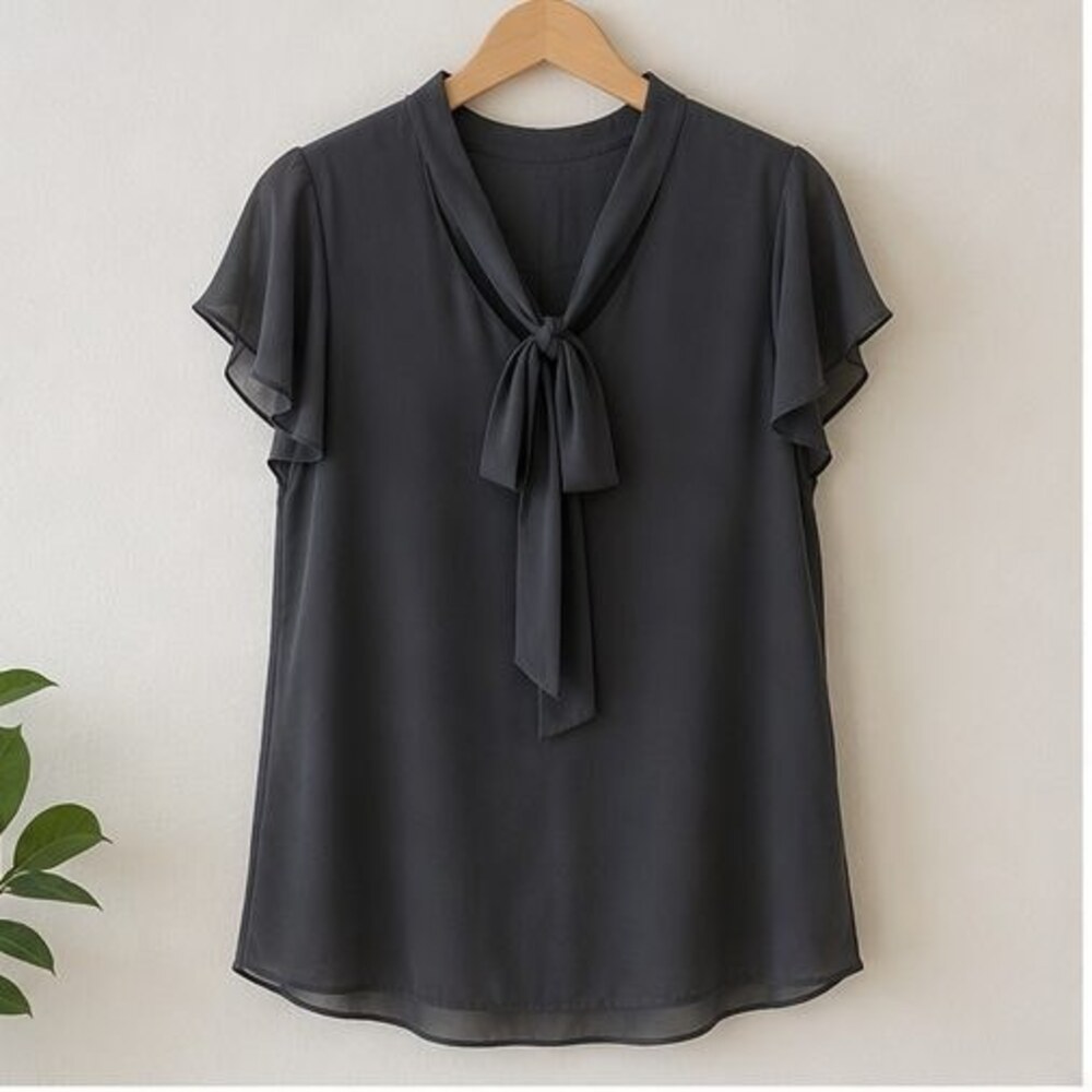 Charcoal Lace Trim Top